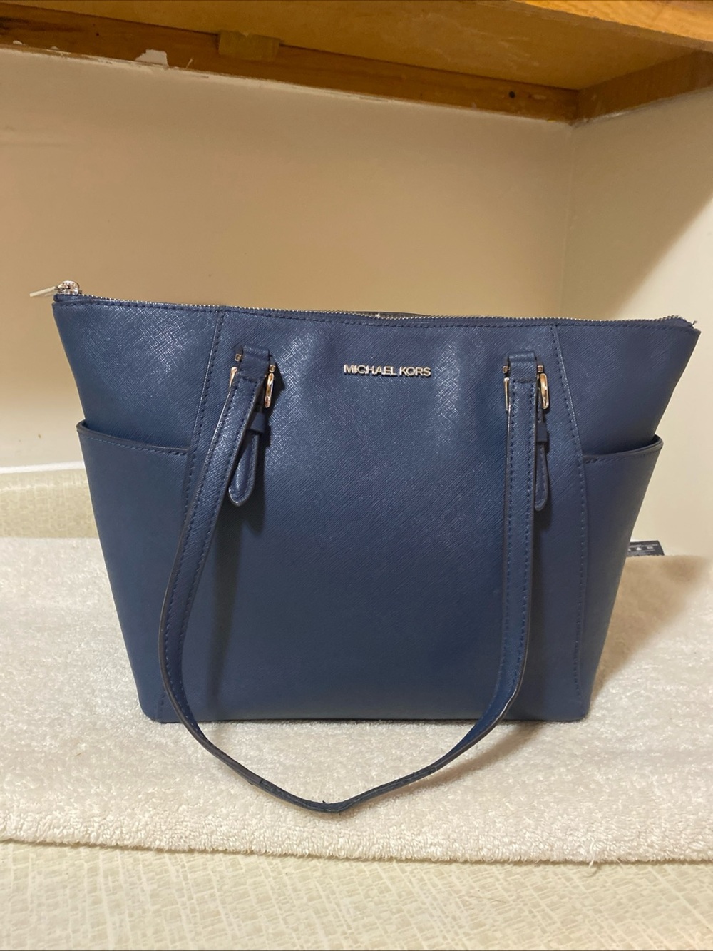 Michael Kors Blue Saffiano Leather Tote